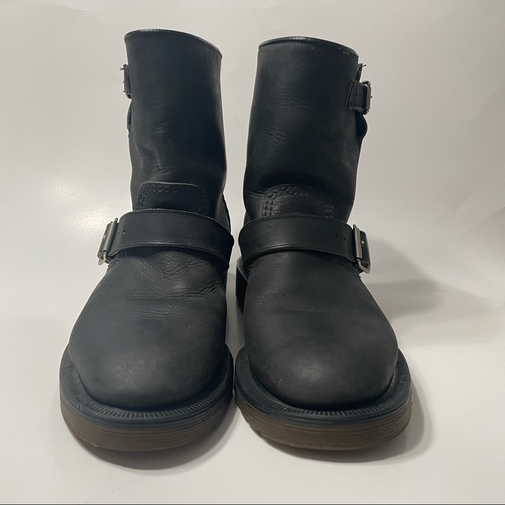 Rare Vintage Dr. Martens Motorcycle Boots Buckles Made in England 5 Black - Picture 3 of 15